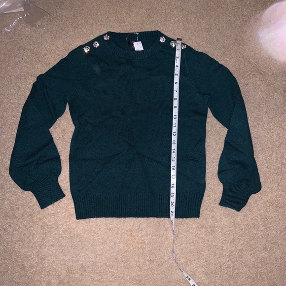 NWT JCREW JEWLED BUTTON PUFF SLEEVE Sweater XS - Picture 5 of 10